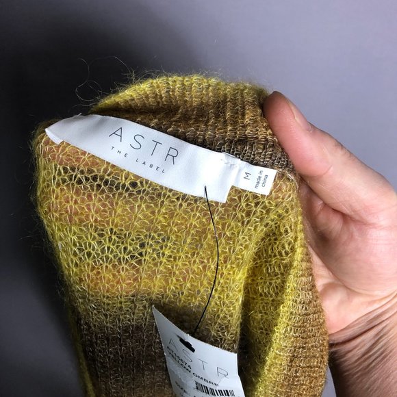 ASTR Brown Ombre Striped V Neck Wool Blend Oversized Sweater Sz Medium - Picture 7 of 8